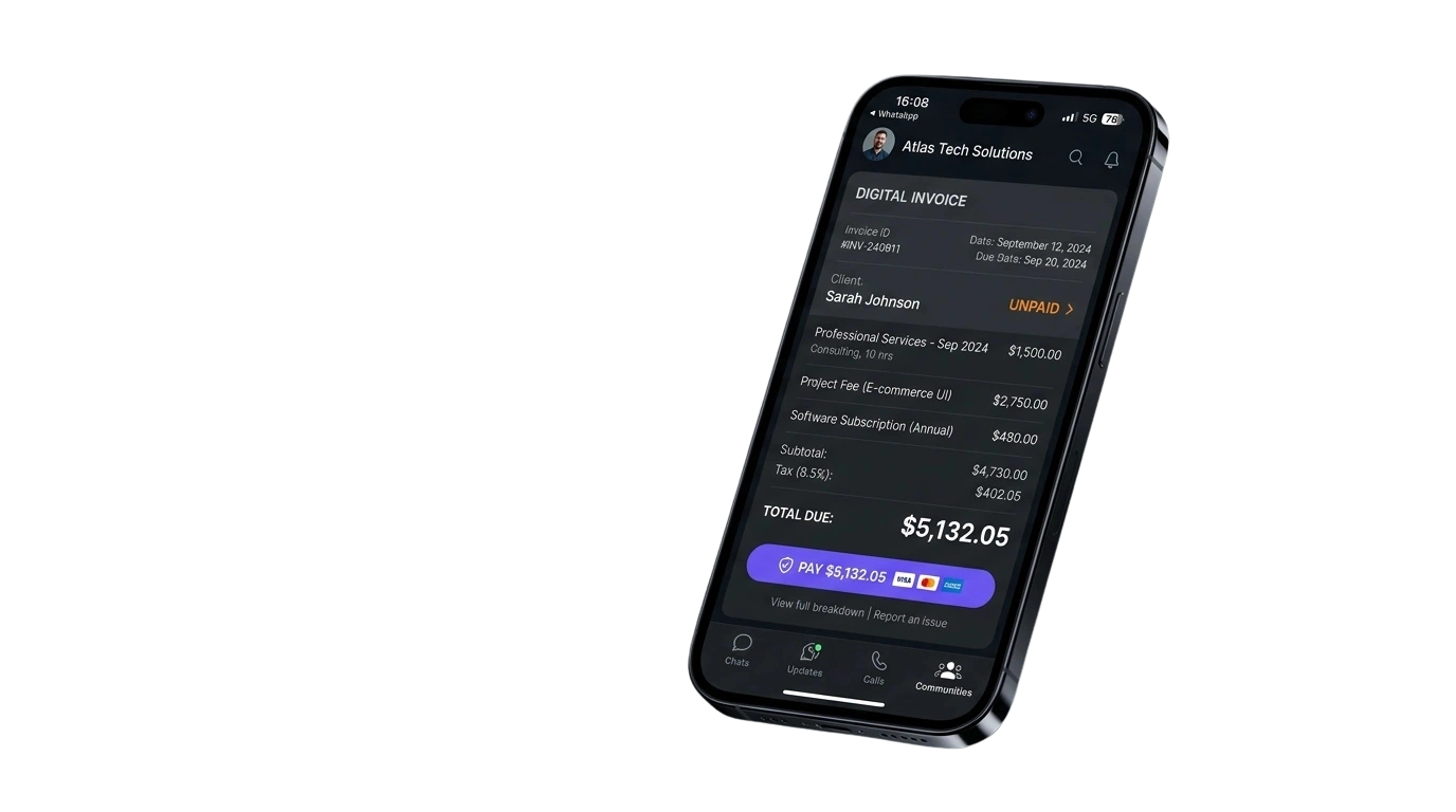 Automated WhatsApp invoicing software for trades businesses